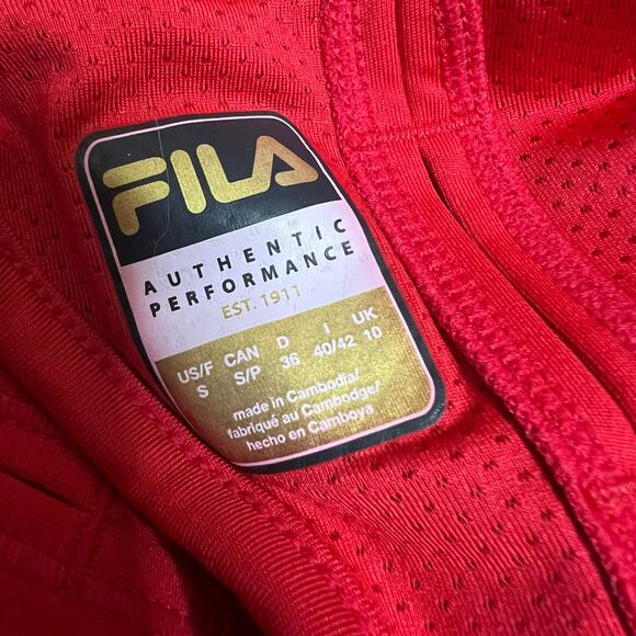 Fila Grete High Neck Sports Bra SMALL Red Racerback Longline Athletic Workout - Picture 5 of 12